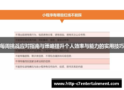 每周挑战应对指南与策略提升个人效率与能力的实用技巧 每周挑战应对指南与策略提升个人效率与能力的实用技巧
